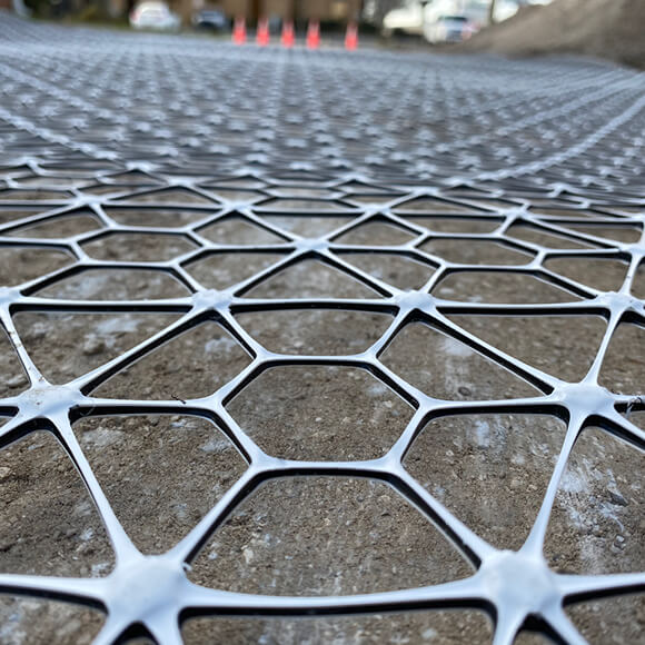 A close-up of Tensar InterAx (NX) Geogrids